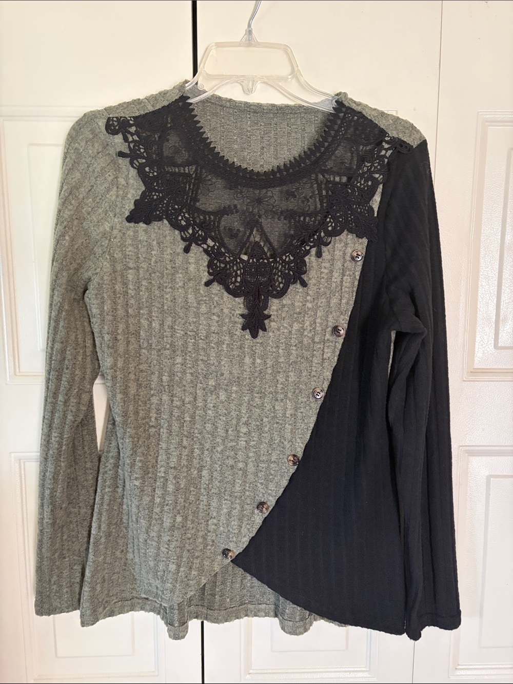 Whimsigoth Fairy Grunge Dark Cottagecore Boho Top Swoop Granola Comfy Lace MED